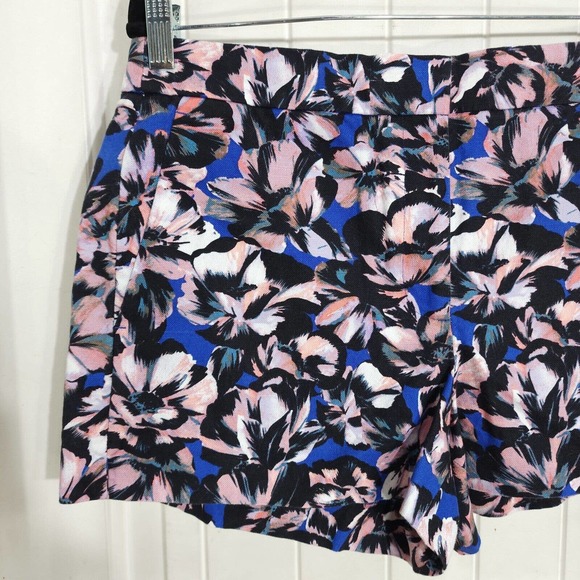 J Crew Womens Shorts Blue Pink Hibiscus Floral High Rise Linen Chino Size 10 M - Picture 3 of 7